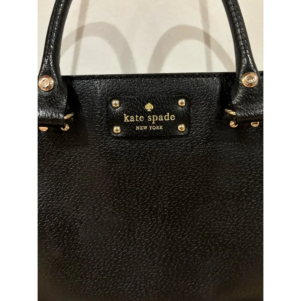 Kate Spade Wellesley Quinn Black Leather Satchel Bag Crossbody Small Medium